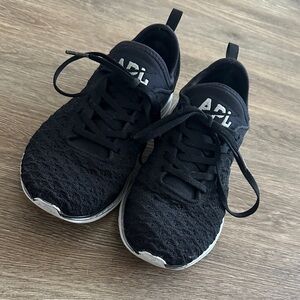 APL Black Knit Lace-Up Sneakers with White Soles